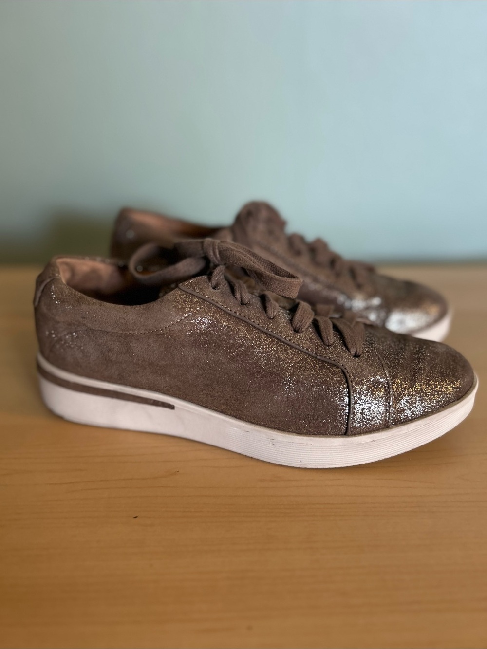 gentle souls Brown Glitter Suede Low-Top Sneakers